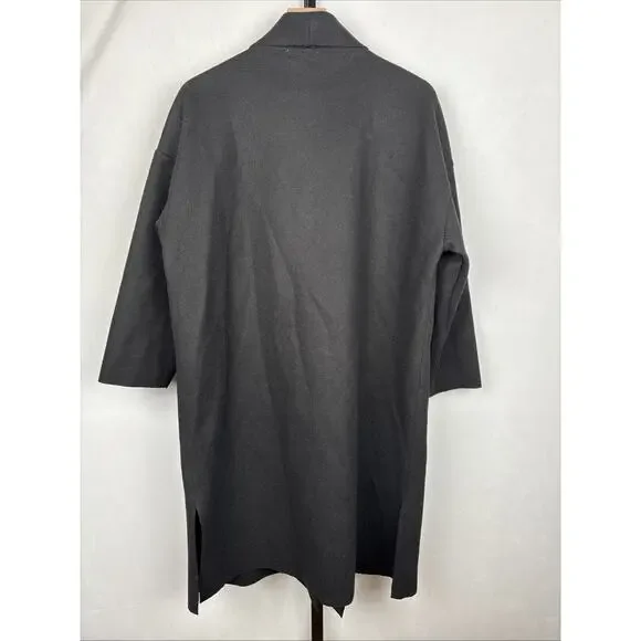 NEW Sadie & Sage Open Front Coat Womens Small Black Relaxed Lagenlook Minimalist - Picture 6 of 12